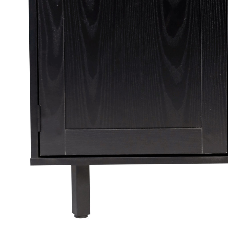Quintavia Classic Sideboard and Bar Cabinet with Open and Closed Storage, Black