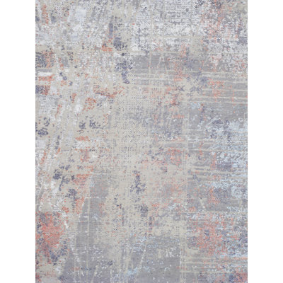 Modern Hand-Knotted Abstract Beige Area Rug