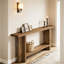 Table de couloir avec rangement à deux couches, brun, 11,87 po de largeur, pieds triangulaires, table de rangement d'appoint Corridor, matériau, structure stable, entrée idéale