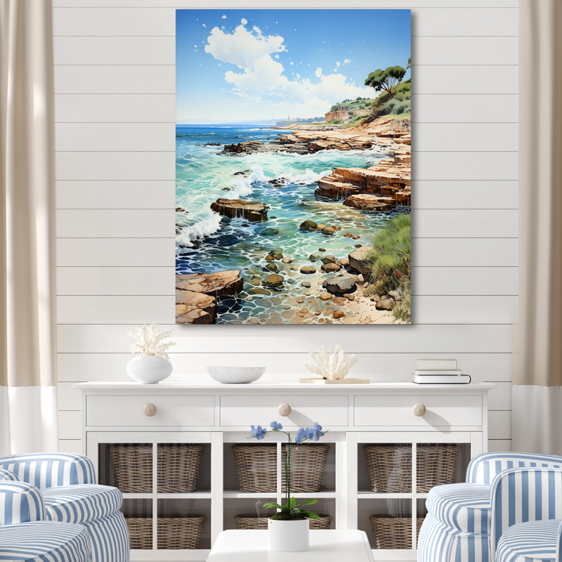 «Coastal Tranquility Horizon II», reproduction sur toile, Toile tendue, 44" H x 34" W