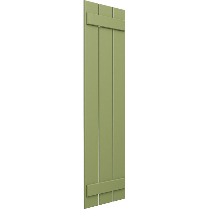 Volets en PVC True Fit à trois planches espacées, Vert mousse, H 57 po x l 17,125 po x P 0,625 po