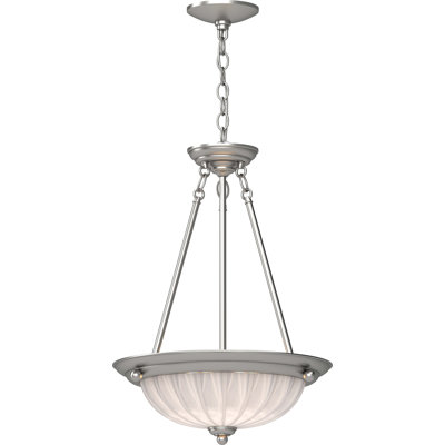  Marti 3-Light Indoor Brushed Nickel Hanging Pendant with Alabaster Melon Glass Bowl