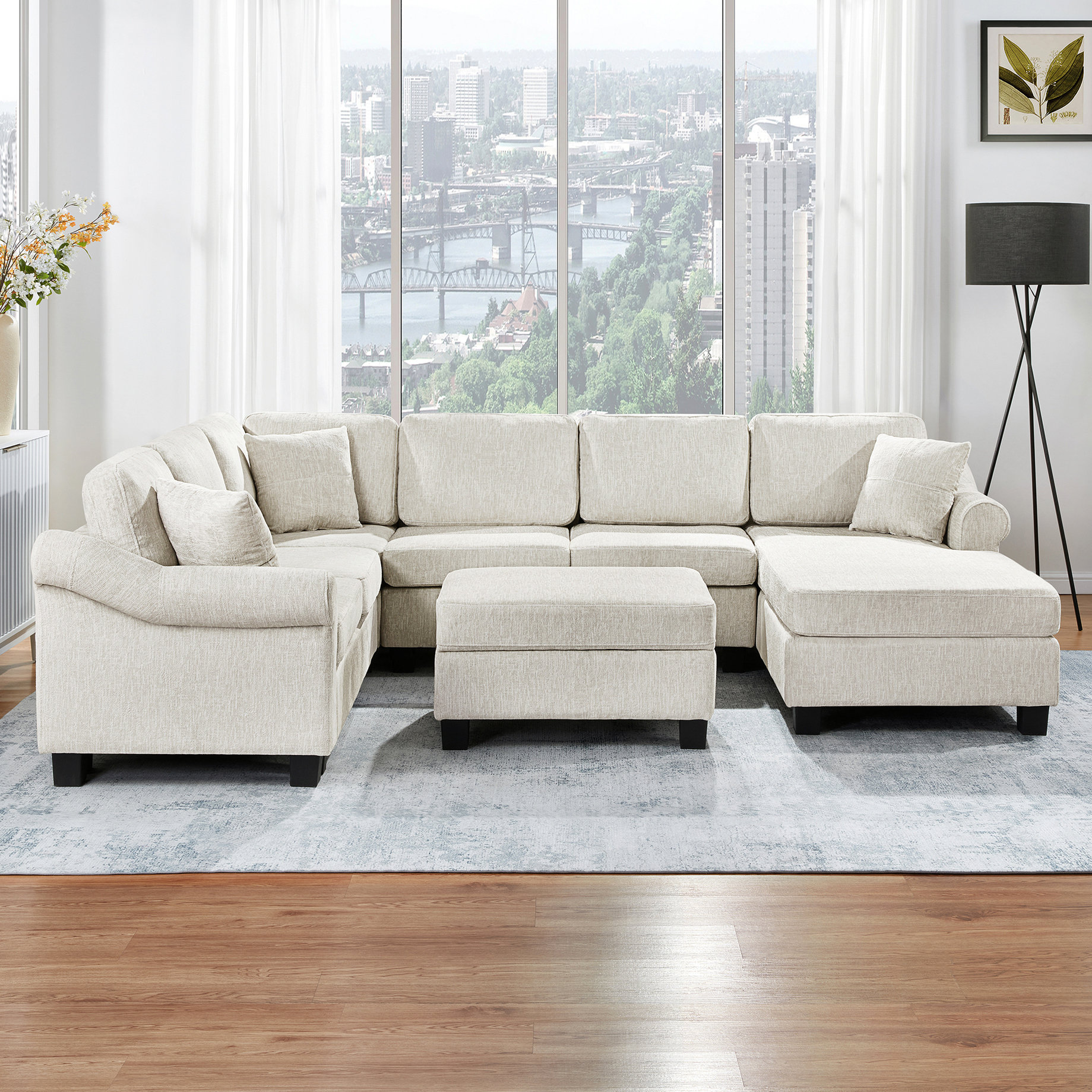 Latitude Run® 6 - Seat White U Shaped 111.8" Chenille Sectional With ...