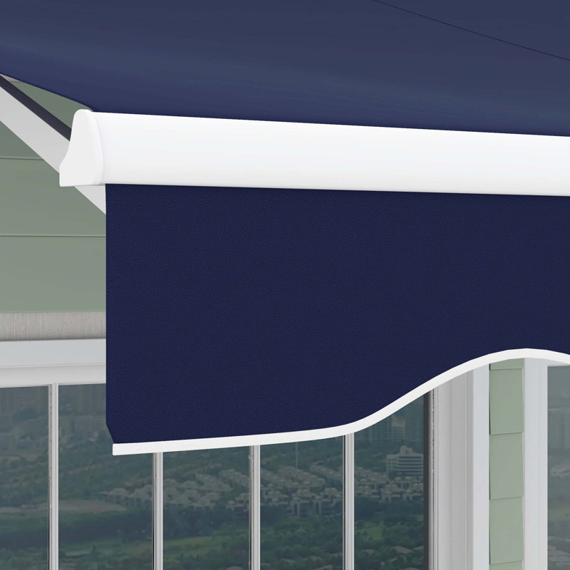 Outsunny Retractable Awning, Patio Awning Sunshade Shelter with Manual Crank Handle, 280gsm UV Resistant Fabric and Aluminum Frame for Deck, Balcony, Yard