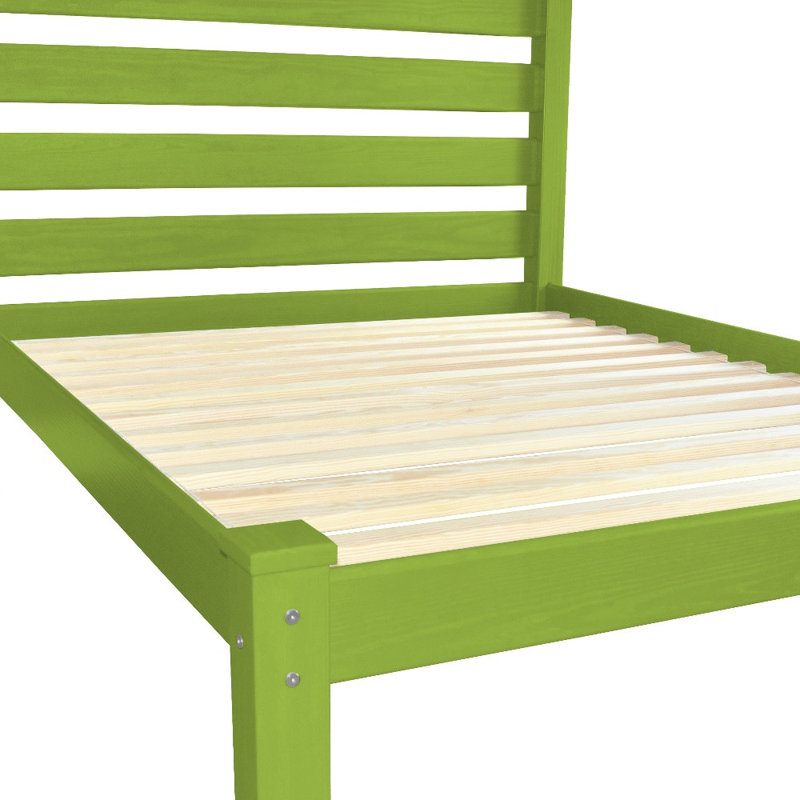  Cadre de lit double en bois massif vert lime Emerson - Double, vert