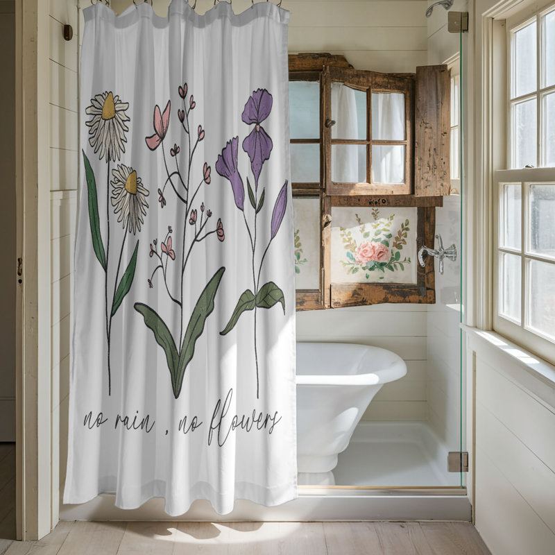 Funky Petals - Rideau de douche standard 1 pièce, H 74 po x l 71 po