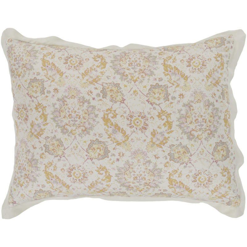Mona Cotton Standard Floral Sham Set, Standard, Neutral/Gray/Orange