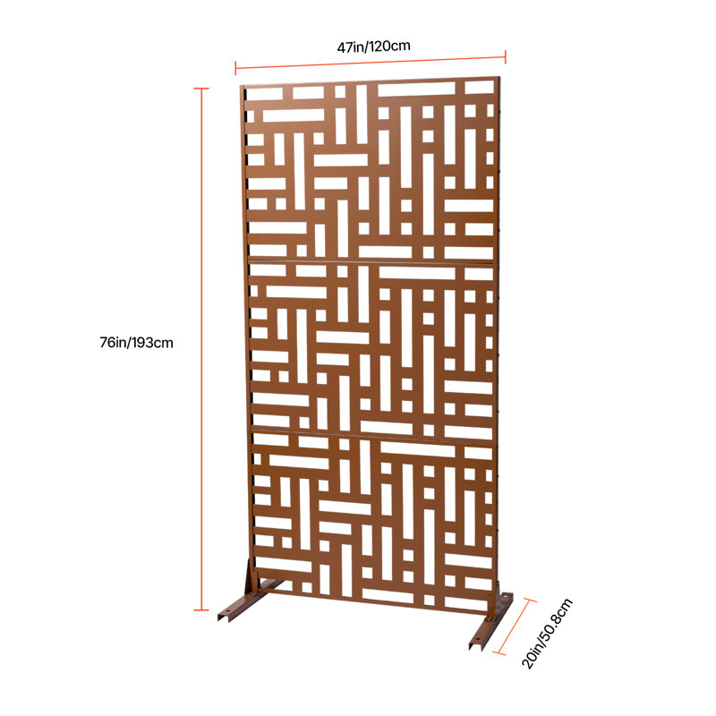 Metal Privacy Screen Outdoor Privacy Screens & Panels for Patio, 193cm H x 119.4cm W x 50.8cm D, Brown