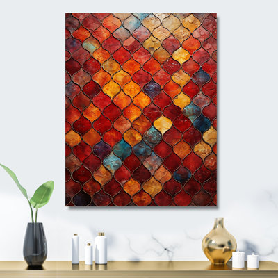 Elegance Orange And Yellow Moroccan Tiles 2 - Abstract Tile Metal Wall Art