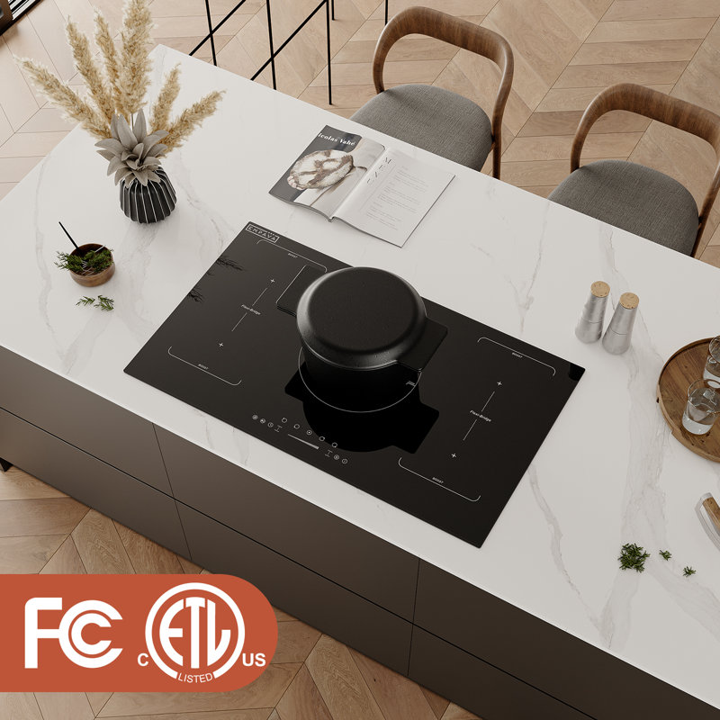 36 In. Built-in Etl-certified 5 Burners Induction Cooktop, 2 X 3000w Bridge Element, Electric Stove, 240v In Black