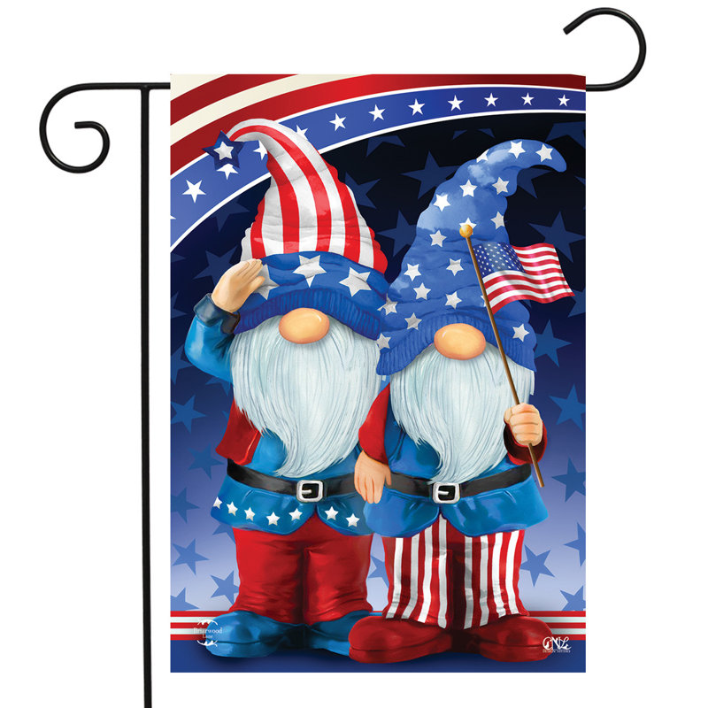 Drapeau de jardin des gnomes patriotiques, Rouge / bleu / blanc