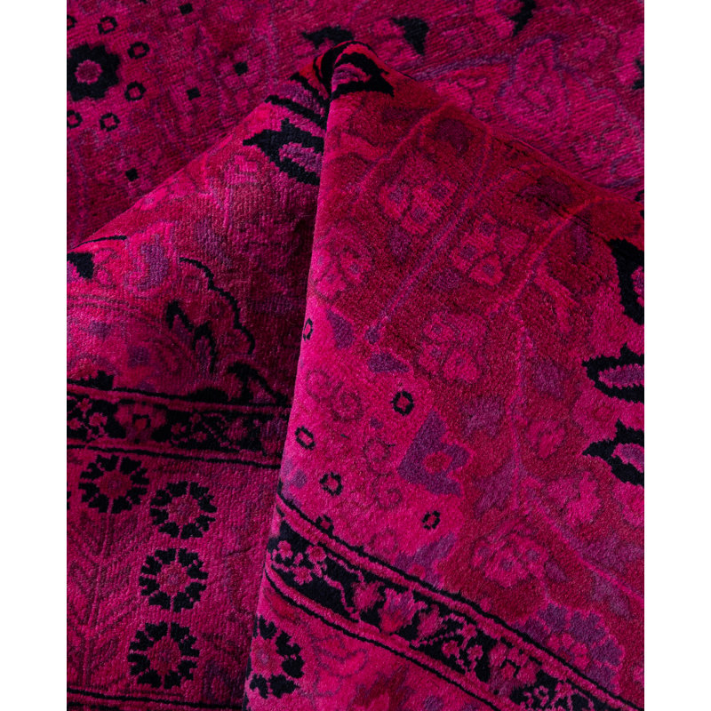 Overdyed Hand-Knotted Wool Modern-Contemporary Pink Runner 3' 1" x 8' 10"