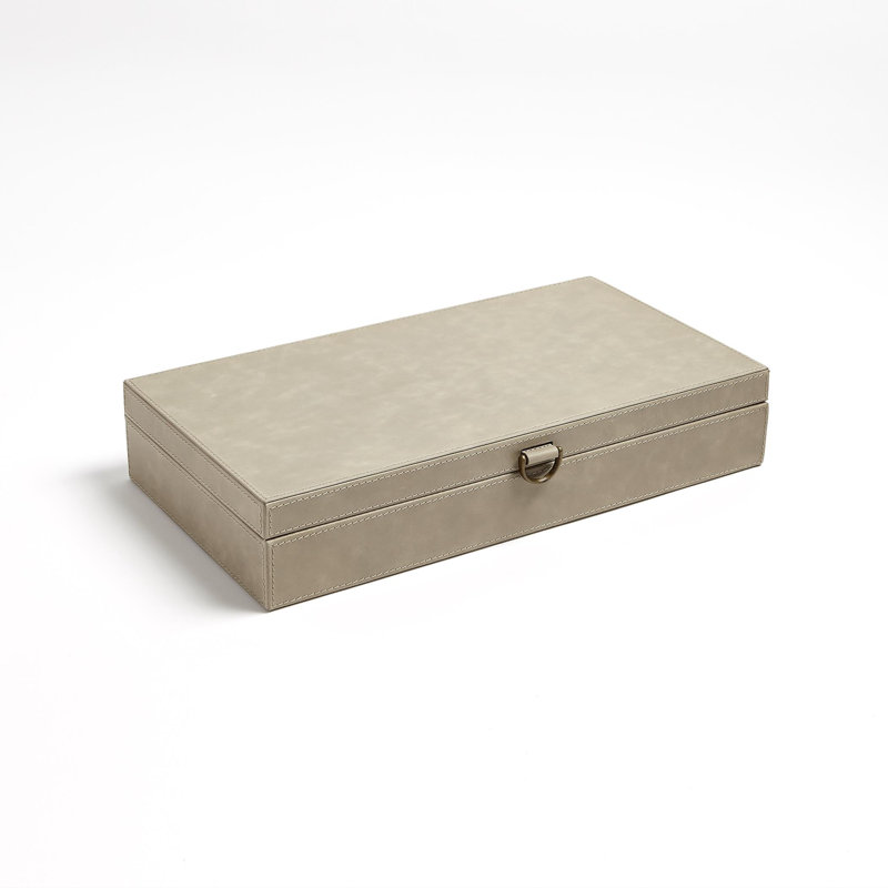 Boîte à bagues en cuir marbré, Gris clair, H 3,25 po x l 9 po x P 17 po