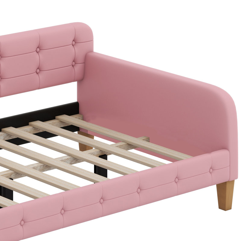 Upholstered Daybed With 4 Support Legs, Rubine