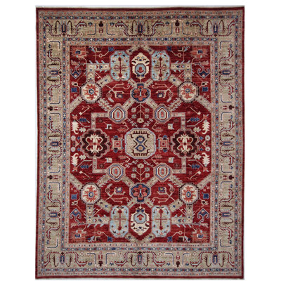 High-Quality Hand-Knotted Red And Camel Area Rug