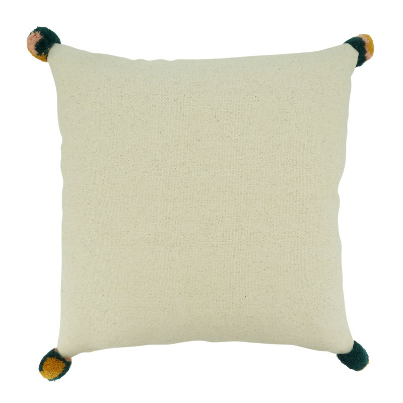 Square Cotton Fringe Lace Appliqué Throw Pillow