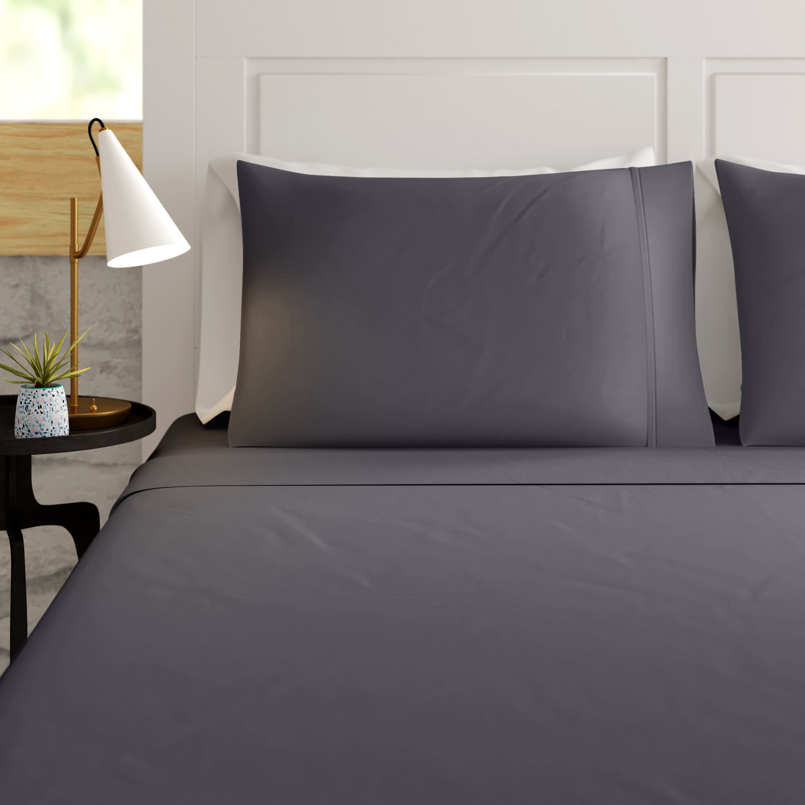 Frazier 100% Linen Machine Woven Sheet Set, Slate Gray, King Sheet Set with 2 Pillowcases