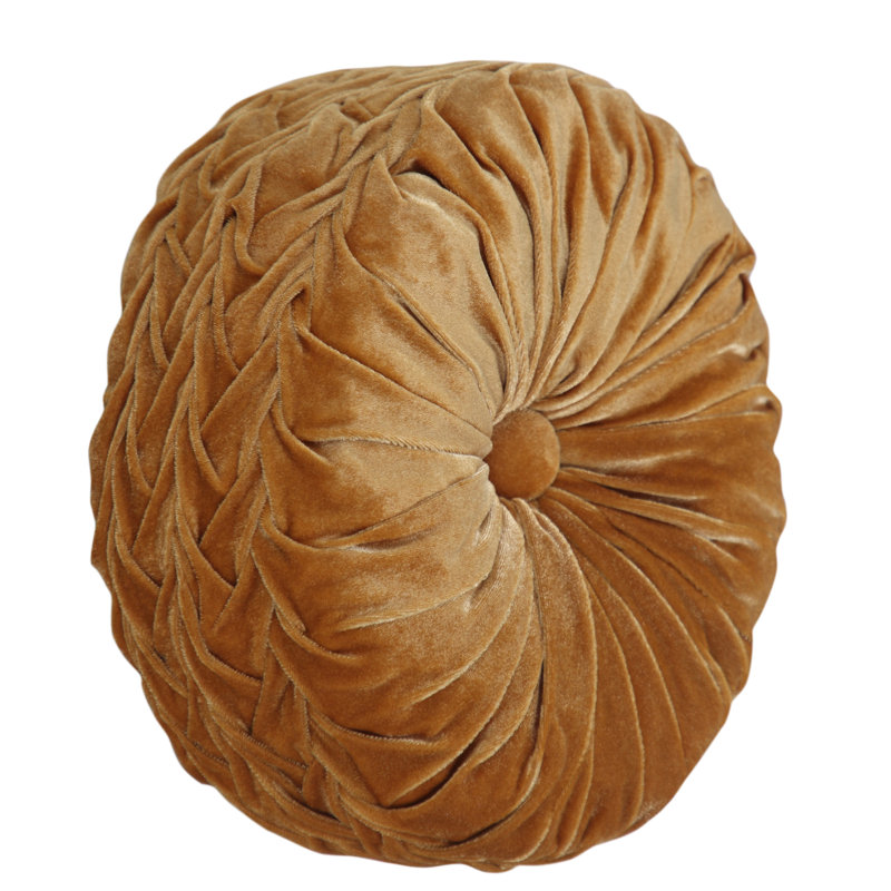 Taylor Gold Tufted Button Poly Velvet Pillow