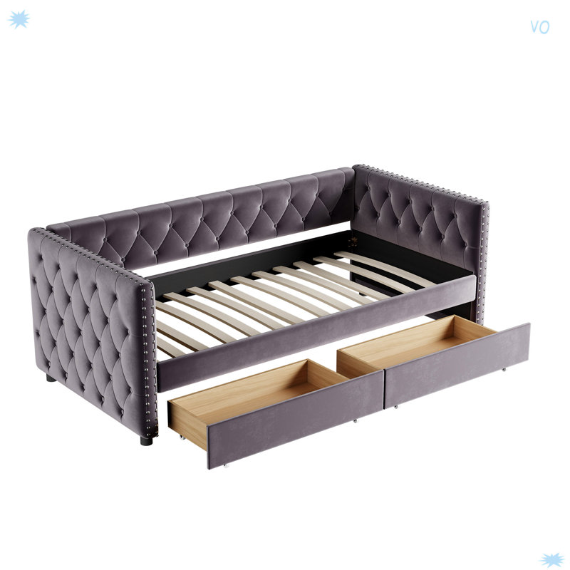 Canapé-lit rembourré en velours Modern, Gris
