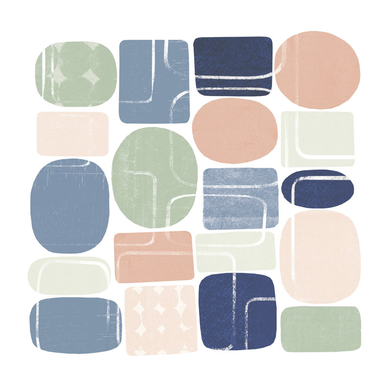 Tissu Kuba «I Sq II Neutral» par Wild Apple Portfolio - impression sur toile, H 12 po x l 12 po, Non