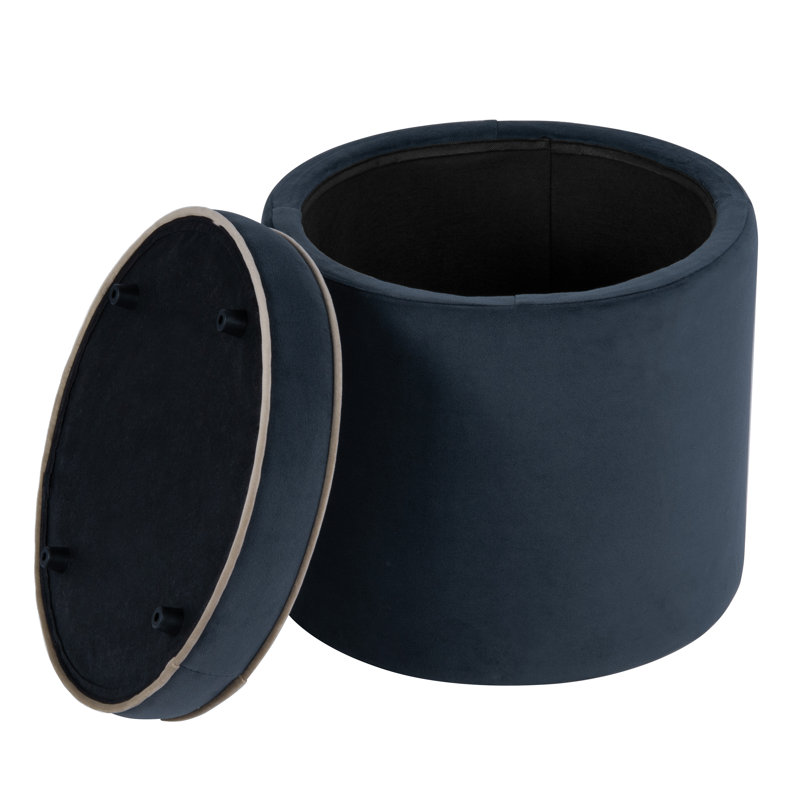 Ava 18" Velvet Storage Ottoman, Blue Velvet