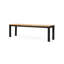 Banc en bois avec support en métal, l 63 po x P 15 po H 17,76 po, base extérieure, finition