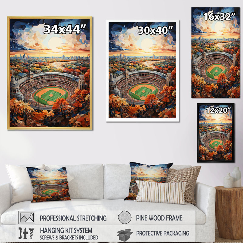 Stades «Bleachers And Cheers» - décor mural paysages urbains, H 40 po x l 30 po x P 1,5 po, Toile tendue