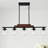 5-Light Farmhouse Industrial Island Pendant Light – Metal and Wood Chandelier with Clear Glass Shades (Bulbs Not Included)