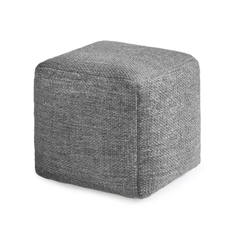 Teagan 16" Dark Gray Upholstered Pouf Ottoman, Dark Gray