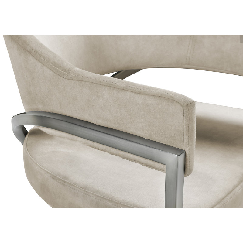 Chaise en velours Kirsi, Velours pierre, Argent argent