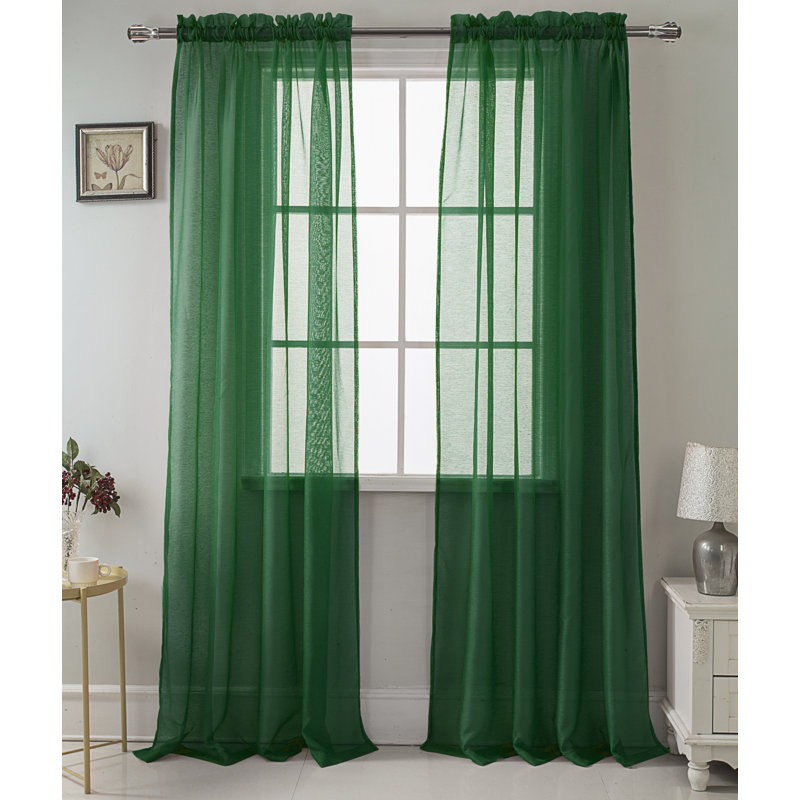 Landose Sheer Curtain Single Panel, Hunter Green, 55" W x 90" L