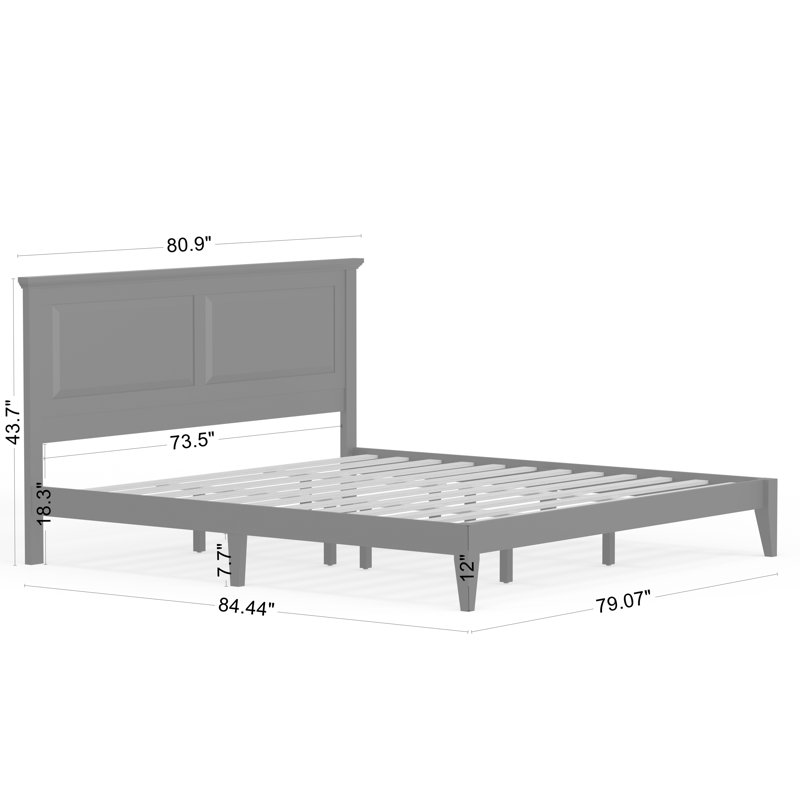 Markovich Solid Wood Platform Bed, King, Gray