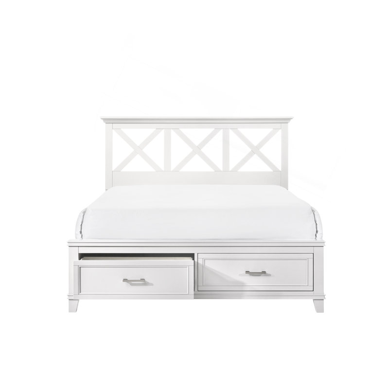 Lit avec rangement en X, Très grand lit, Blanc