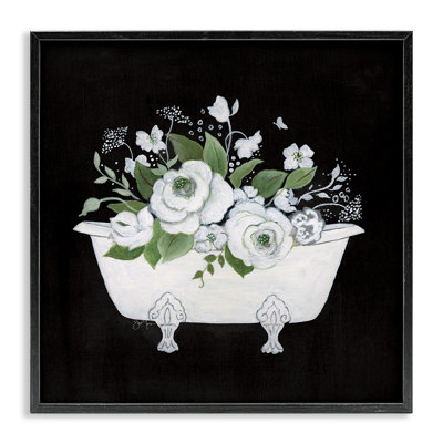 White & Black Bath Giclee Art by Janet Tava