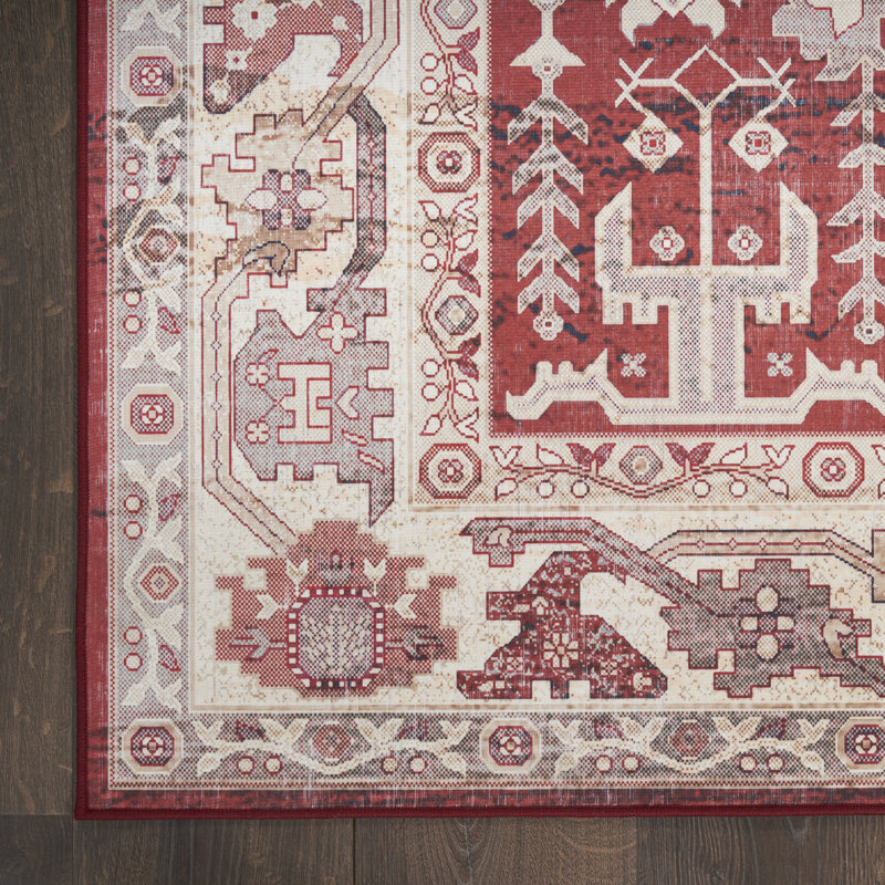 Vintage Performance Red Area Rug, Runner 2'2" x 7'6"