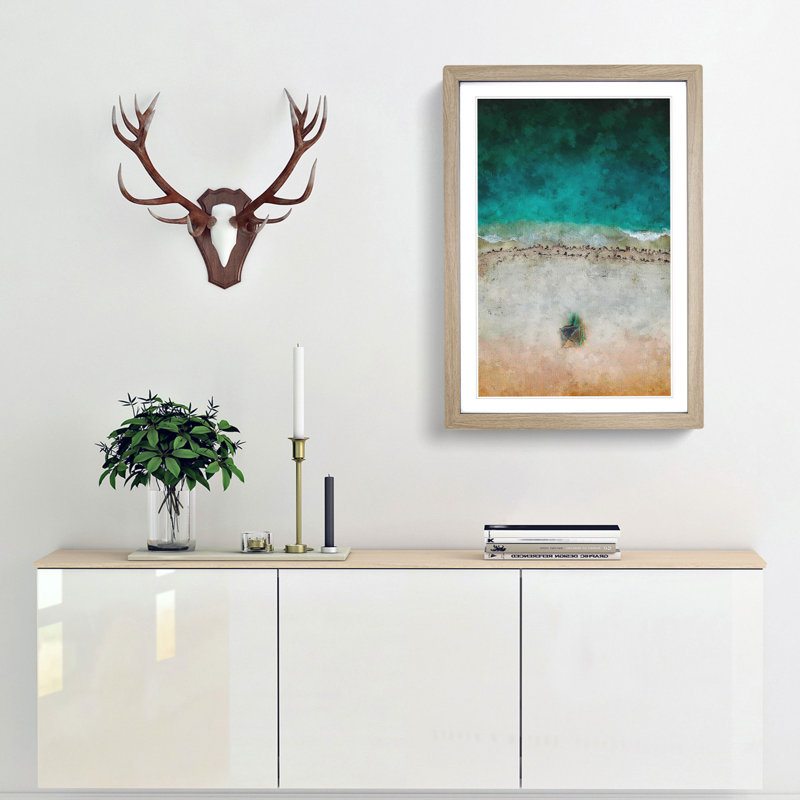 South Beach In Miami Florida Painting - Picture Frame Graphic Art, Oak Framed, 87cm H x 62cm W x 2cm D