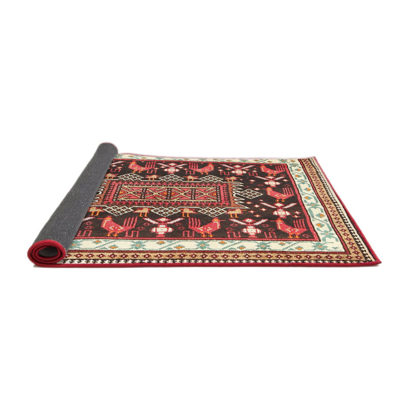 Tapis rouge / beige Southwestern, Carré 6 pi