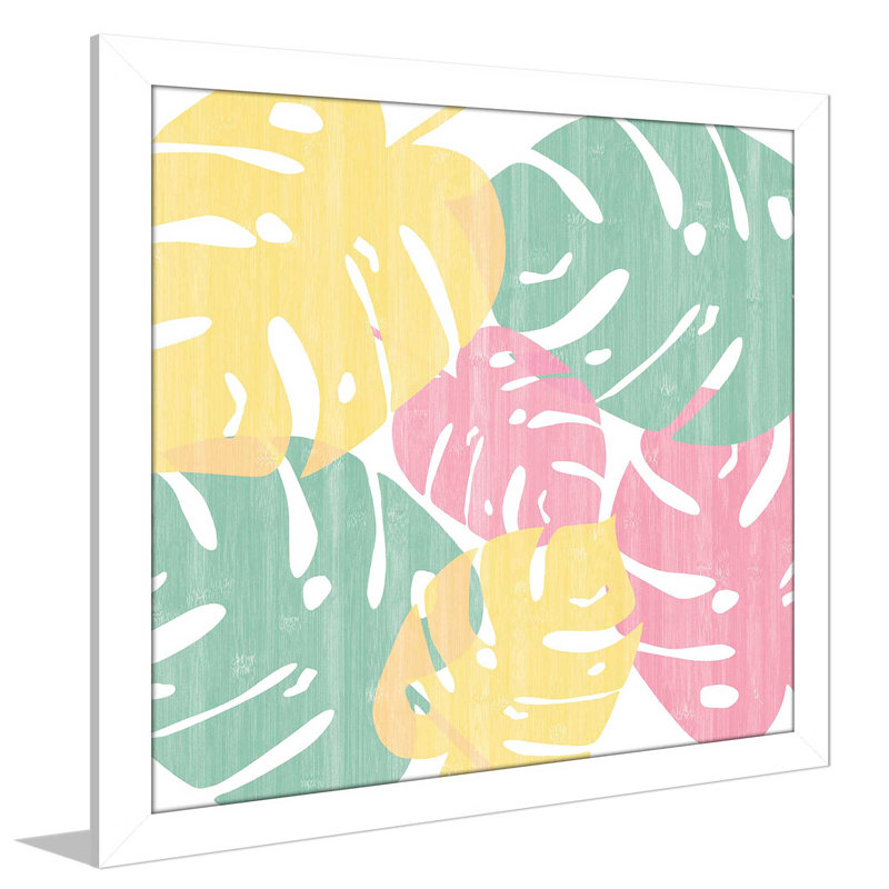 « monstera i brillante on white », reproduction de peinture à l’acrylique, H 21,5 po x l 21,5 po x P 0,75 po, Cadre blanc