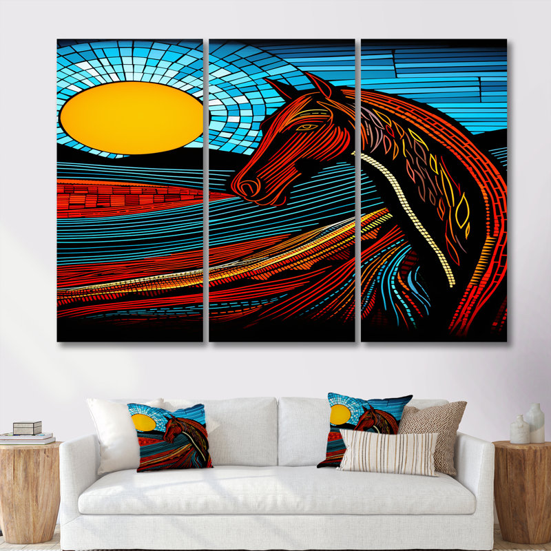 Girard - cheval, ensemble d'art mural, Toile tendue, H 32 po x l 48 po x P 1 po