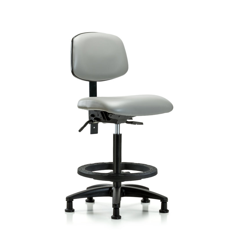 Nicholas Vinyl Drafting Chair, Dove, Glides, Included