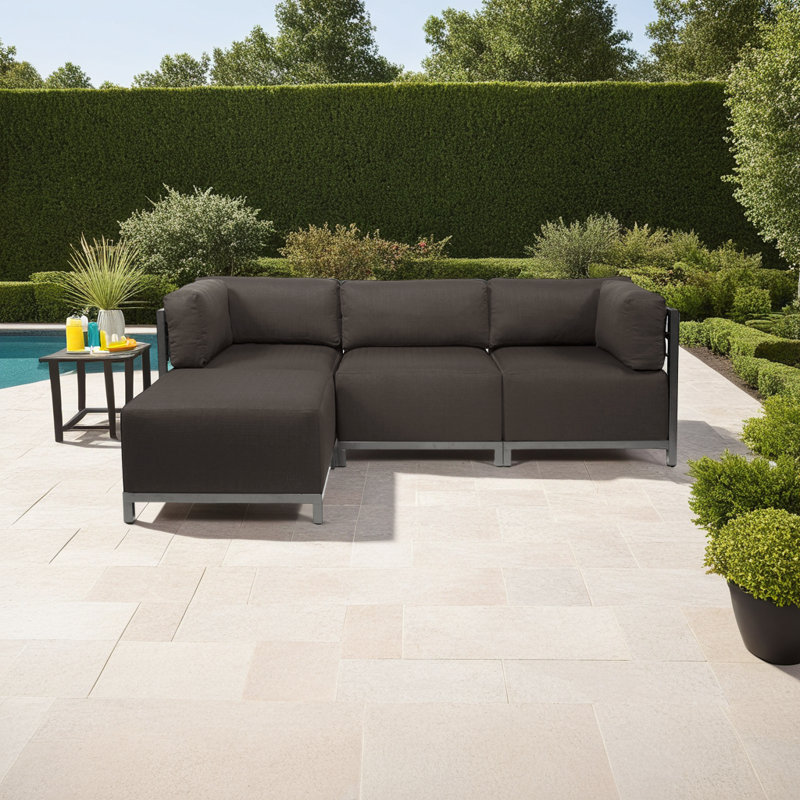Canapé modulaire avec coussins Olen, Sunbrella® gris anthracite marin, Titane