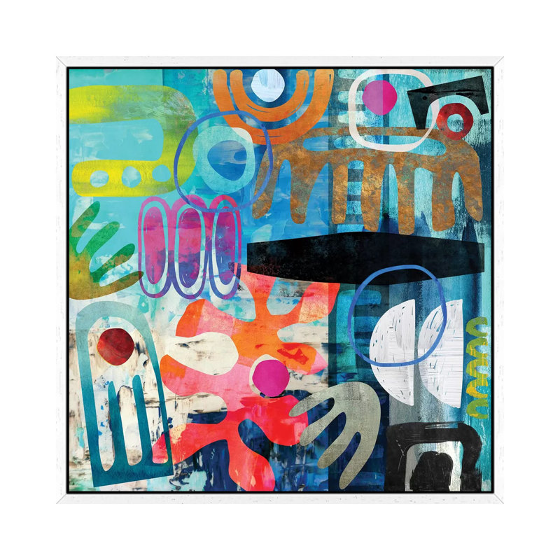 Tribal Abstract Blue by Nikki Chu - Wrapped Canvas Print, 45.72 cm H x 45.72 cm W, White Framed Canvas