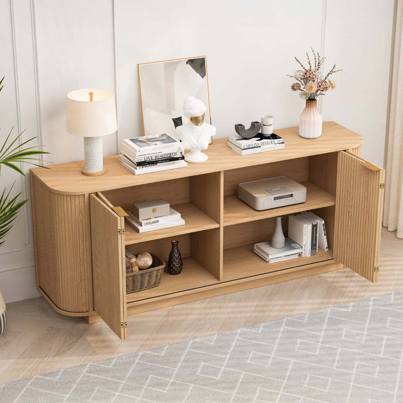 Buffet en bois, Naturel / Or