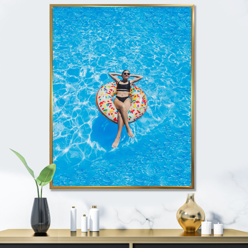 «Natation Relaxation II», reproduction sur toile, H 32 po x l 24 po x P 1 po, Cadre flottant doré
