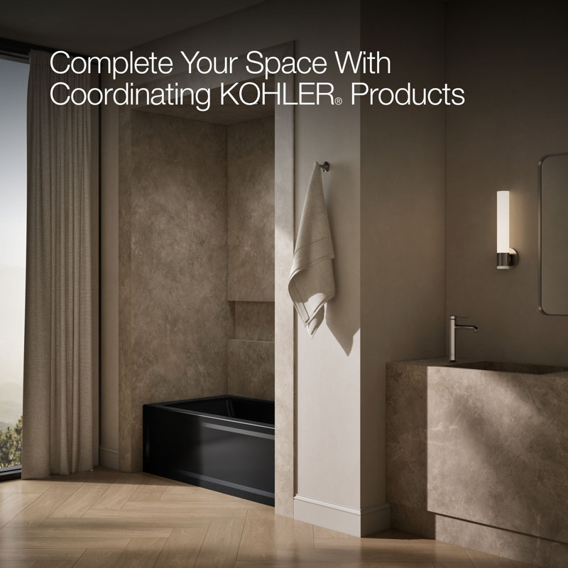 Archer 60" x 32" Alcove/Tile Soaking Bathtub, Black, Right
