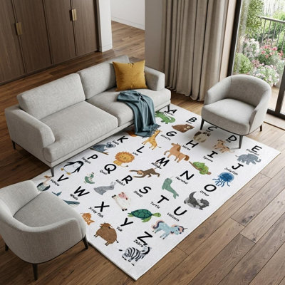 Tapis juvénile alphabet juvénile gris et vert 7 pi x 10 pi