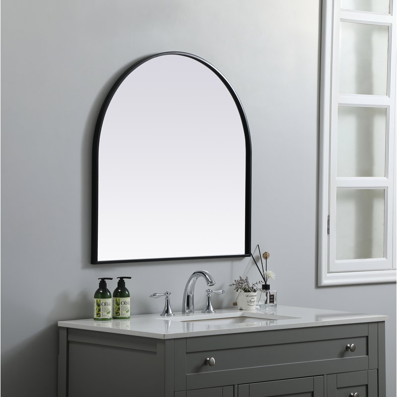 Sabine Metal Arch Wall Mirror, Black, 30" x 30"