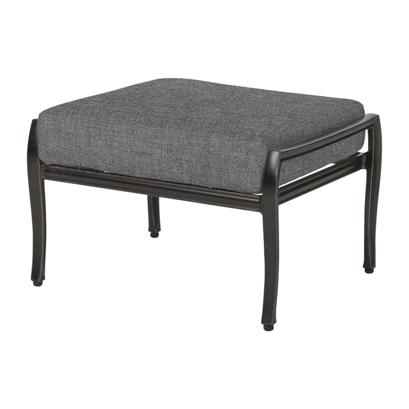 Edge Outdoor Ottoman, Cast Slate Sunbrella® Plainweave, Midnight Gold
