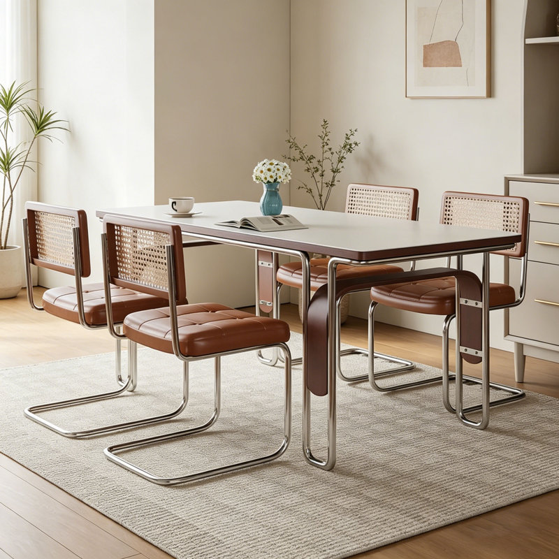 Atsabe, H 29,5 po x L 70,9 po x l 31,5 po, 5 pièces: table, 4 chaises