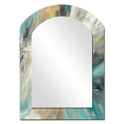 Turquoise Serendipity, peinture abstraite I - miroir mural décoratif asymétrique abstrait